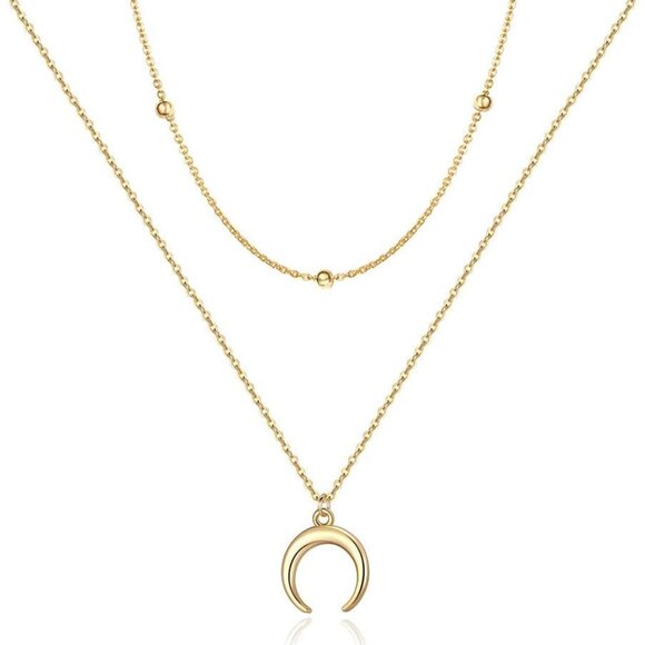 Jewelry - Dainty Layered Choker Necklace, Handmade Y Pendant Necklace Multilayer Bar Disc